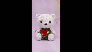 🎄I CROCHET FESTIVE LITTLE POLAR BEAR🎄 shorts amigurumi crochet crochetdoll bear [upl. by Dombrowski]