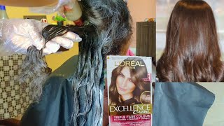 LOREAL EXCELLENCE HAIR COLORHOW TO APPLICATION HAIR COLORNATURAL BROWN 5 [upl. by Seline816]