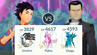 Shiny Origin Team vs Boss Giovanni in Pokemon GO [upl. by Leynwad]