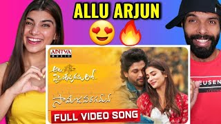 SAMAJAVARAGAMANA  AlaVaikunthapurramuloo  Allu Arjun  Trivikram  Full Video Song REACTION [upl. by Hnid]