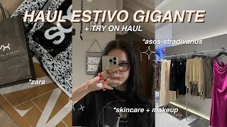 HUGE TRY ON HAUL ESTIVO 🍒 Zara  Stradivarius  HampM  Sephora  Nyx and more [upl. by Einaj449]