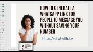 How To Generate A WhatsApp Link For People To Message You Without Saving Your Number [upl. by Zinah745]