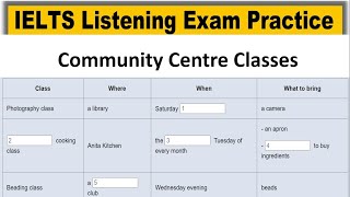 Community Centre Classes listening practice test 2024 with answers  IELTS Real Exam Listening 2024 [upl. by Elletnahc330]