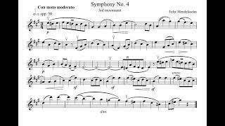 Mendelssohn Symphony 4 3rd movement violin orchestra excerpt orchestra study [upl. by Novrej]