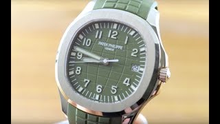 2019 Patek Philippe Aquanaut quotMilitary Greenquot 5168G010 Patek Philippe Watch Review [upl. by Eiralih761]