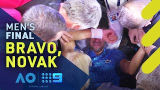 Djokovic overcome with emotion after historic Australian Open title  Wide World of Sports [upl. by Mccowyn]