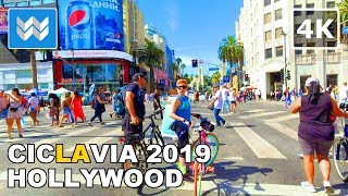 4K Biking around Hollywood in Los Angeles California USA  CicLAvia 2019 🎧 [upl. by Sinne]