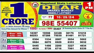 Nagaland lottery result today 1pm 16092024  morning Nagaland State Lottery Result Pdf [upl. by Yebloc]