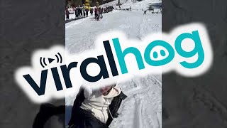 Skier Loses Control and Collides with Another Skier  ViralHog [upl. by Camden]