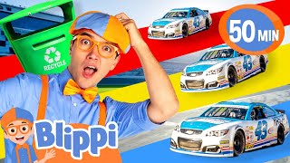 Blippis NASCAR Recycling Challenge Educational Car Videos for Kids [upl. by Sallyanne]