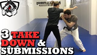 Grappling vs Striking 3 BJJ Takedowns amp Submissions [upl. by Haidebez]