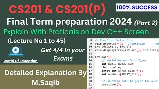 cs201 final term preparation 2024 subjective  cs201p final preparations subjectivecs201 final term [upl. by Atilal476]