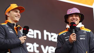 Lando Norris and Oscar Piastri main stage interview f1 2024 Silverstone [upl. by Auoz]