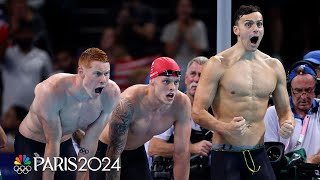 Great Britain wins mens 4x200m free relay US Australia take silver bronze  Paris Olympics [upl. by Barthold]