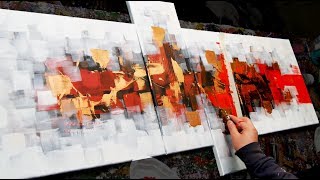 Abstract Painting Demo Acrylics using brush knife  Intermind [upl. by Nyloj641]