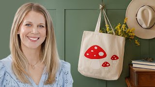 How to Make an Applique Mushroom Tote Bag  Free Project Tutorial [upl. by Aridni]