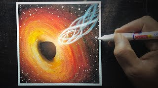 Black Hole Galaxy Drawing with Oil Pastel for Beginners  Step by Step [upl. by Pinto]