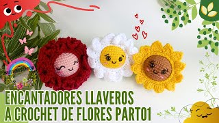 Llaveros a Crochet de Flores Part01 🌹🌺🌸🌷🌼🌻 [upl. by Ahnavas]