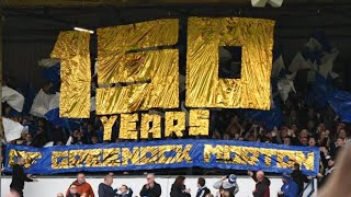 COWSHED TIFO Greenock Morton 150th Anniversary flag unfurling and win vs Raith Rovers 5102024 [upl. by Yaker]