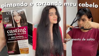 PINTANDO E CORTANDO MEU CABELO EM CASA 💇🏻‍♀️✨ [upl. by Nnaaras]