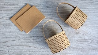 REALISTIC MINI BASKET FROM CARDBOARD  DIY Handmade Cardboard Craft  Best Display Ideas [upl. by Gadmann]