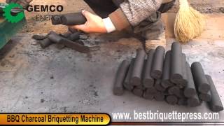 BBQ Charcoal Briquette Press Extruding BBQ Charcoal with different shape [upl. by Trauner]