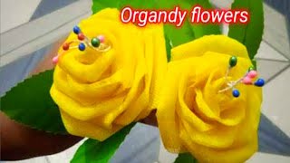 आर्गनडी के कपड़े से गुलाब बनाना सीखे  Part2 Organdy Flower [upl. by Abel93]