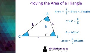 Proof Area of a Triangle  GCSE Maths  Mr Mathematics [upl. by Anirat105]