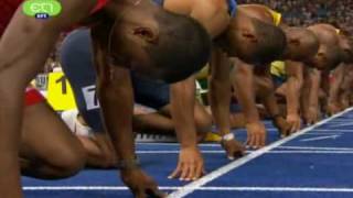 Usain Bolt 100m Final WORLD RECORD 958 Berlin 2009  Greek Audio [upl. by Singband]