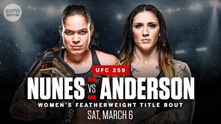 AMANDA NUNES VS MEGAN ANDERSON FULL FIGHT UFC 259 [upl. by Pryor460]