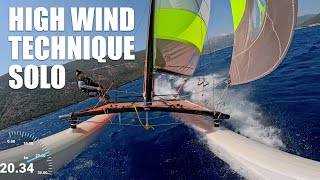 Hobie 16 Solo High Wind Techinque [upl. by Ahsla]