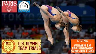 Womens 3M Synchro Final  Full Replays  2024 USA Diving Olympic Trials parisolympics2024 [upl. by Huppert]