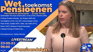 Terugkijken Wet toekomst pensioenen WTP  Pensioendebat Eerste Kamer Beantw Carola Schouten [upl. by Niowtna]