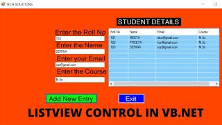 VBNET LISTVIEW CONTROL  TECHSOLUTIONS [upl. by Ina]