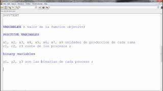 GAMS  Problema de programación lineal mixta  CAChemEorg [upl. by Sochor]