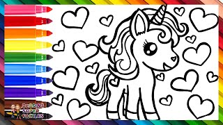 Dessiner et Colorier un Mignon Licorne 🦄❤️🧡💛💚💙💜🌈 Dessins Pour les Enfants [upl. by Annoval225]