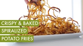 Spiralized Curly Oven Baked Potato Fries I Vegan amp Gluten Free Spiralizer Recipe [upl. by Eleph697]