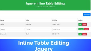 Inline Table Editing using jQuery  jQuery tutorial  jQuery tutorial for beginners [upl. by Rhpotsirhc93]