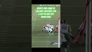 Saskatchewan Roughriders run game vs Calgary rush for 200 yds cfl football canadianfootball [upl. by Benton]