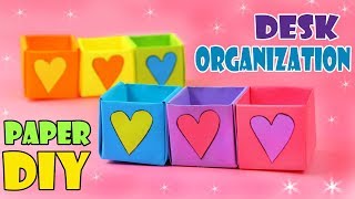 DIY MINI ORGANIZER BOXES FROM PAPER DESK ORGANIZATION IDEA [upl. by Pleione677]