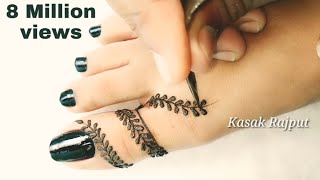 Simple mehndi design for feet  Easy mehndi design for beginners [upl. by Miguel]