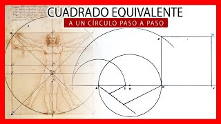 ⬛⭕ CUADRADO equivalente a un CÍRCULO dado  Dibujo técnico paso a paso  Equivalencia y semejanza [upl. by Nhguaval65]