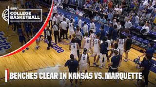 BENCHES CLEAR in Kansas vs Marquette 😤  ESPN College Basketball [upl. by Enidlarej]