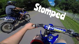 400 Yz85 Smokes Yz250 Big Bore Almost hit a Car [upl. by Assiluy]