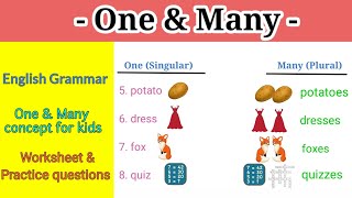 One and Many Concept For Kids  Singular and Plural Nouns  Class 1 [upl. by Tdnarb]