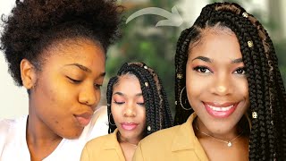 Tutoriel knotless braids avec des élastiques  Méthode facile  un bonus faux locs [upl. by Tiebout]