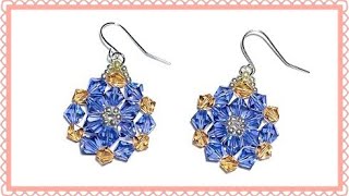 【2種類のスワロフスキーで大きめピアス】DIYBeaded earringsSwarovski [upl. by Fritts]