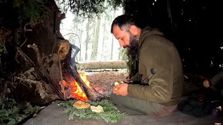 4 Days Winter Bushcraft Camping Survival Shelter in the Snow Outdoor Cooking Nature Movie [upl. by Ku944]