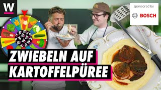 Zwiebeln auf Kartoffelpüree Rezept  Gemüseroulette mit Nico und Noah Bachofen [upl. by Hayidan773]