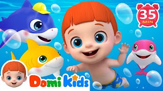 Baby Shark Song  Shark Family amp More Nursery Rhymes for Toddlers  Baby Songs  Domikids [upl. by Ycniuqal]